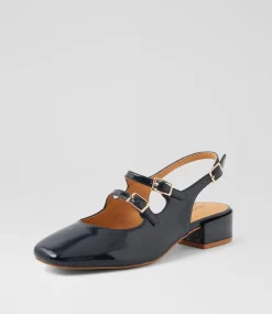 Women DIANA FERRARI Flats|Heels-Ishala Navy Patent Leather Heels