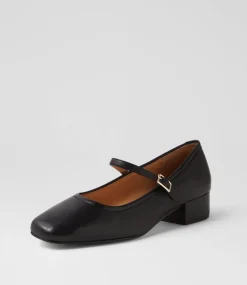 Women DIANA FERRARI Mary Janes|Heels-Islah Black Leather Mary Jane Heels