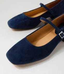 Women DIANA FERRARI Mary Janes|Heels-Islah Navy Suede Mary Jane Heels