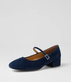 Women DIANA FERRARI Mary Janes|Heels-Islah Navy Suede Mary Jane Heels
