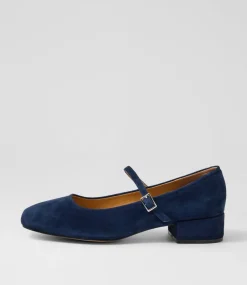Women DIANA FERRARI Mary Janes|Heels-Islah Navy Suede Mary Jane Heels