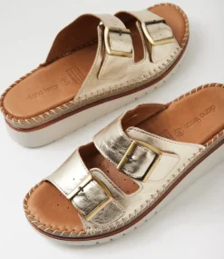 Women DIANA FERRARI Heels|Sandals-Isree Champagne Leather Sandals