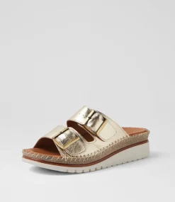 Women DIANA FERRARI Heels|Sandals-Isree Champagne Leather Sandals