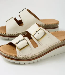 Women DIANA FERRARI Heels|Sandals-Isree Cream Leather Sandals