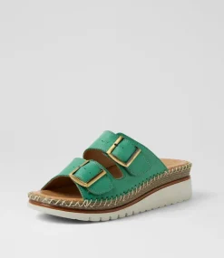 Women DIANA FERRARI Heels|Sandals-Isree Emerald Leather Sandals