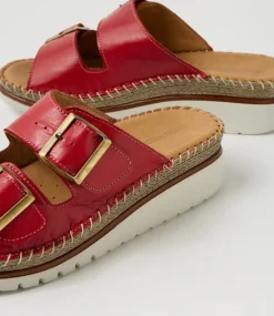 Women DIANA FERRARI Heels|Sandals-Isree Red Leather Sandals