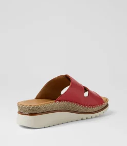 Women DIANA FERRARI Heels|Sandals-Isree Red Leather Sandals