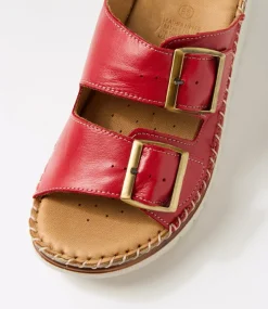 Women DIANA FERRARI Heels|Sandals-Isree Red Leather Sandals
