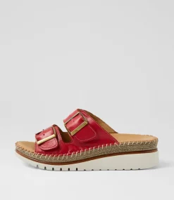 Women DIANA FERRARI Heels|Sandals-Isree Red Leather Sandals