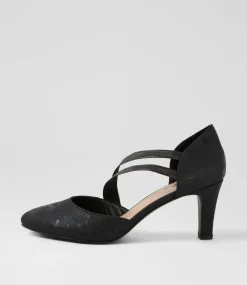 Women I LOVE BILLY Heels-Issen W Black Shimmer Fabric Heels