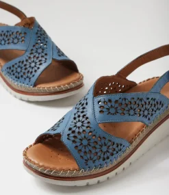Women DIANA FERRARI Heels|Sandals-Issine Denim Leather Sandals