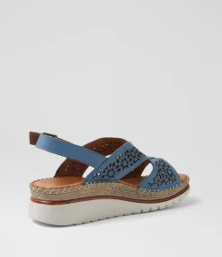 Women DIANA FERRARI Heels|Sandals-Issine Denim Leather Sandals