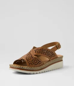 Women DIANA FERRARI Heels|Sandals-Issine Tan Leather Sandals