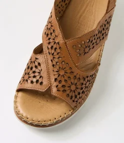 Women DIANA FERRARI Heels|Sandals-Issine Tan Leather Sandals