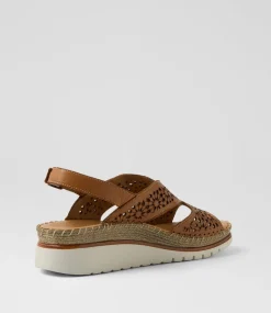Women DIANA FERRARI Heels|Sandals-Issine Tan Leather Sandals