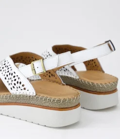 Women DIANA FERRARI Heels|Sandals-Issine White Leather Sandals