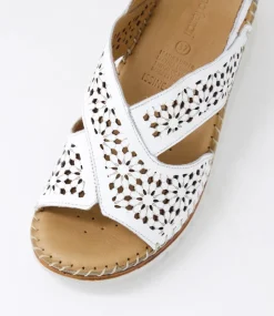 Women DIANA FERRARI Heels|Sandals-Issine White Leather Sandals