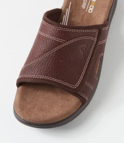 COLORADO Casuals|Sandals-Iver Dark Brown Tumble Leather Slides