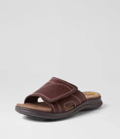 COLORADO Casuals|Sandals-Iver Dark Brown Tumble Leather Slides