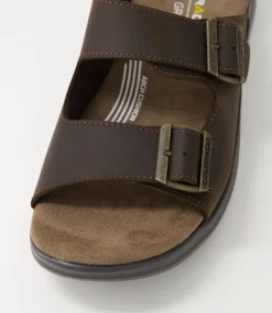COLORADO Casuals|Sandals-Iza Brown Crazyhorse Leather Slides