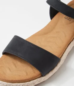 Women I LOVE BILLY Flats|Sandals-Jabiru Black Nubuck Pu Sandals