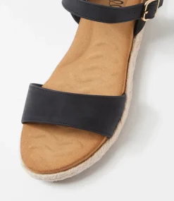 Women I LOVE BILLY Flats|Sandals-Jabiru Black Nubuck Pu Sandals
