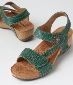 Women COLORADO Wedges|Comfort-Jade Green Leather Sandals