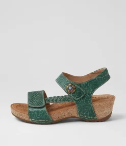 Women COLORADO Wedges|Comfort-Jade Green Leather Sandals