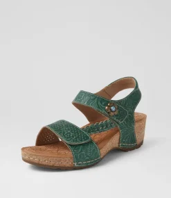 Women COLORADO Wedges|Comfort-Jade Green Leather Sandals