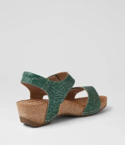 Women COLORADO Wedges|Comfort-Jade Green Leather Sandals