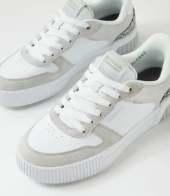 Women SKECHERS Sneakers-Jade White Silver Smooth Sneakers