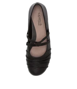Women SUPERSOFT Flats|Comfort-Janda2 Black Leather Mary Janes