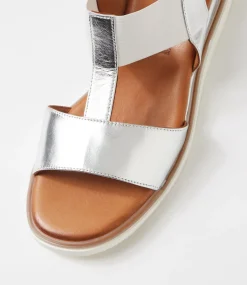 Women DIANA FERRARI Wedges|Heels-Janiy Silver Leather Sandals