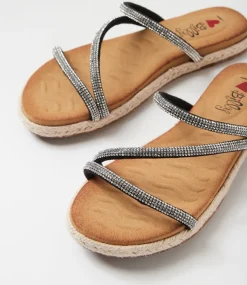 Women I LOVE BILLY Flats|Sandals-Jarson Black Jewels Sandals