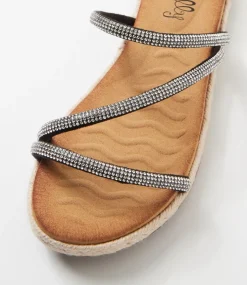 Women I LOVE BILLY Flats|Sandals-Jarson Black Jewels Sandals