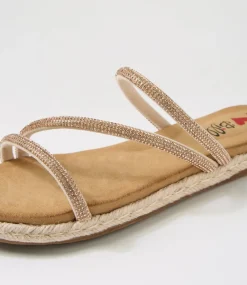 Women I LOVE BILLY Flats|Sandals-Jarson Rose Gold Jewels Sandals