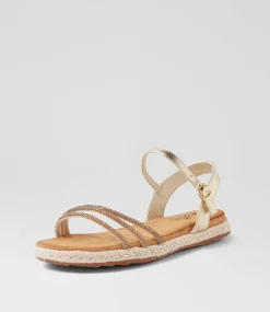 Women I LOVE BILLY Flats|Sandals-Jarton Pale Gold Jewels Sandals