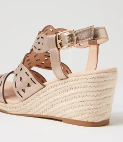 Women DIANA FERRARI Heels|Sandals-Javene Champagne Leather Sandals