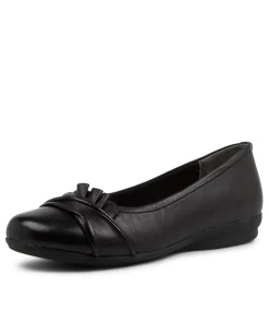 Women SUPERSOFT Comfort|Wedges-Jayde3 Black Leather Ballet Flats