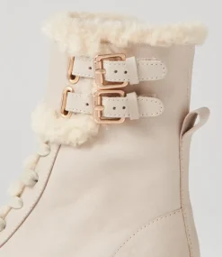 Women TOP END Boots-Jenifa Almond Off White Leather Fur Lace Up Boots