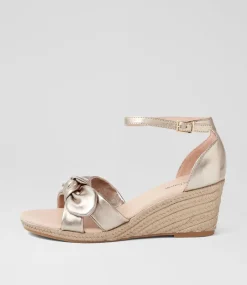 Women DIANA FERRARI Espadrilles|Wedges-Jennalea Champagne Leather Sandals