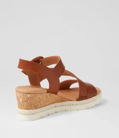 Women SUPERSOFT Comfort|Wedges-Jennis Cognac Leather Sandals