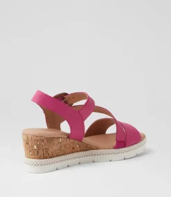 Women SUPERSOFT Comfort|Wedges-Jennis Pink Leather Sandals