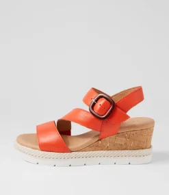 Women SUPERSOFT Comfort|Wedges-Jennis Pumpkin Leather Sandals