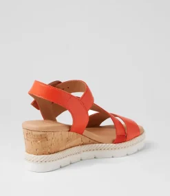Women SUPERSOFT Comfort|Wedges-Jennis Pumpkin Leather Sandals