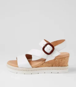 Women SUPERSOFT Comfort|Wedges-Jennis White Leather Sandals