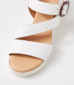 Women SUPERSOFT Comfort|Wedges-Jennis White Leather Sandals