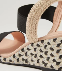 Women DIANA FERRARI Espadrilles|Wedges-Jeppattie Black Multi Rope Elastic Sandals