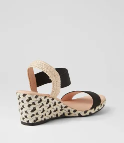 Women DIANA FERRARI Espadrilles|Wedges-Jeppattie Black Multi Rope Elastic Sandals