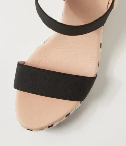 Women DIANA FERRARI Espadrilles|Wedges-Jeppattie Black Multi Rope Elastic Sandals